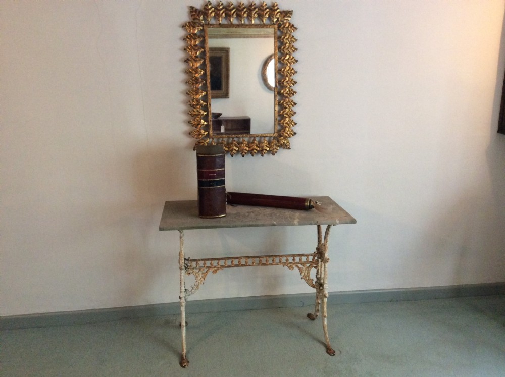 A French cast iron based marble topped conservatory table View II