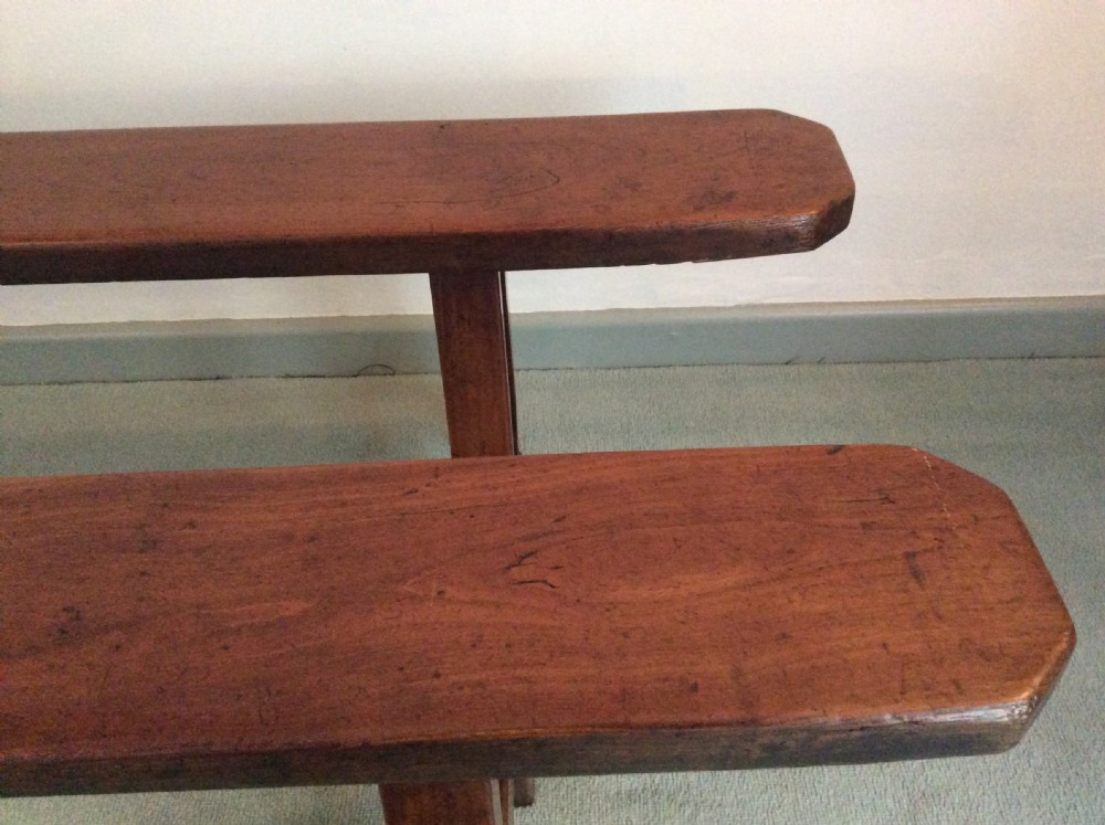 A good pair of French cherry wood benches View V