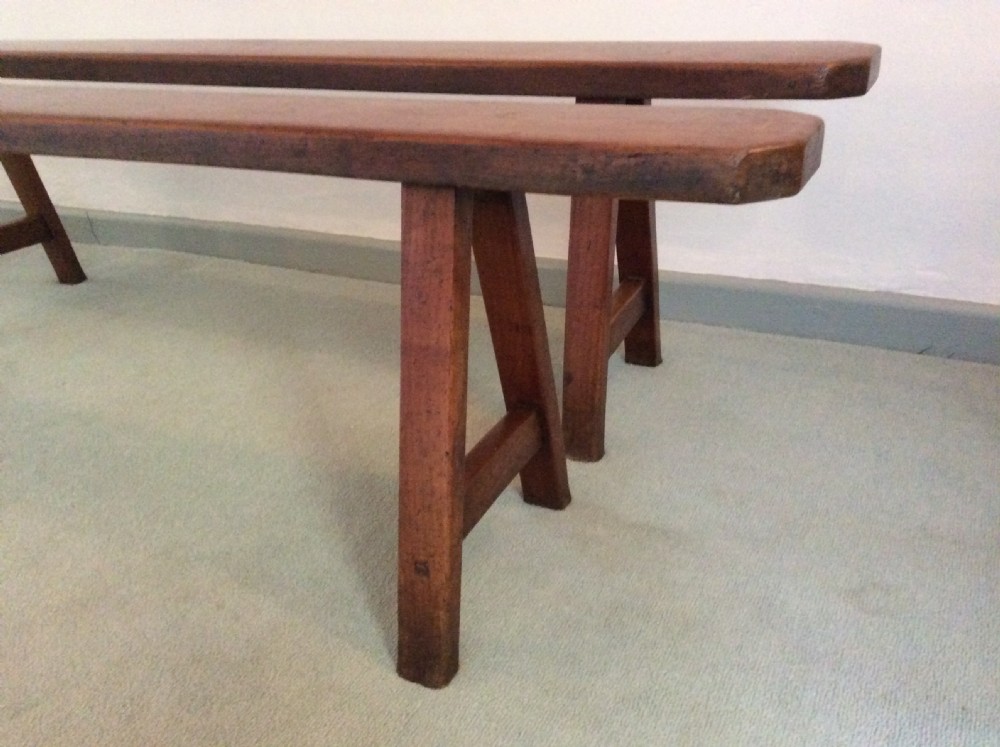 A good pair of French cherry wood benches View VI