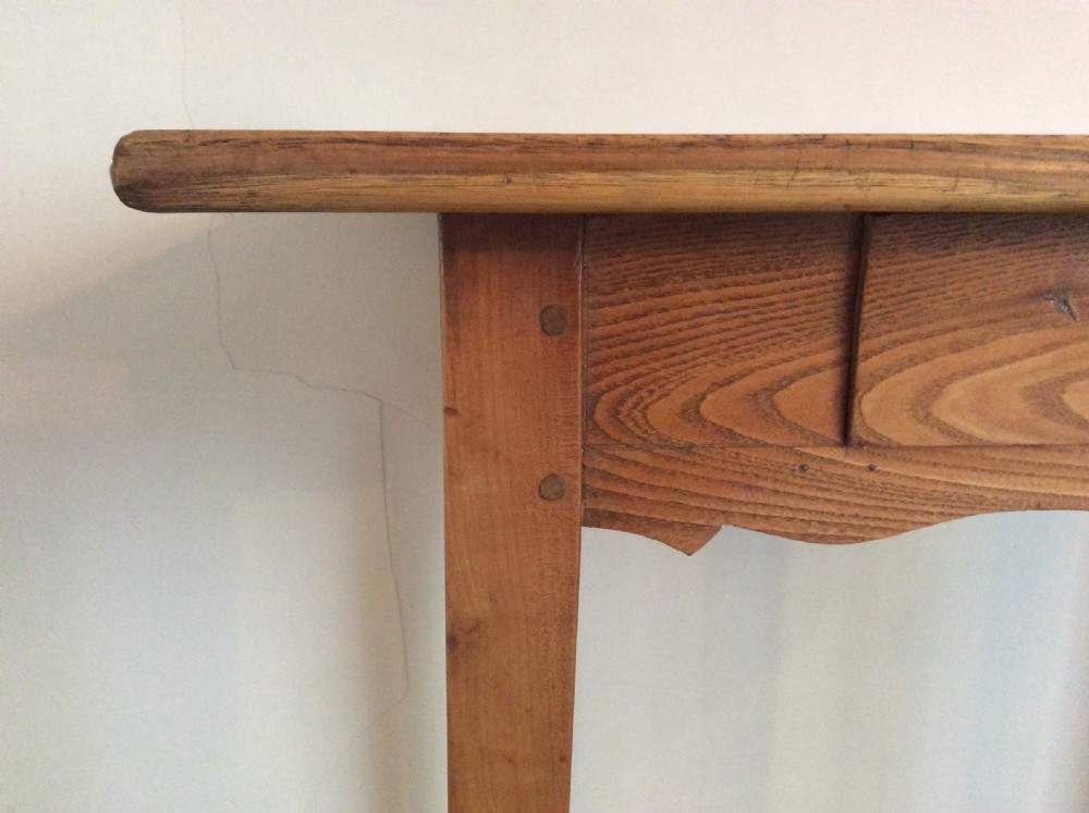 A small 19thC French elm and cherry side table View II