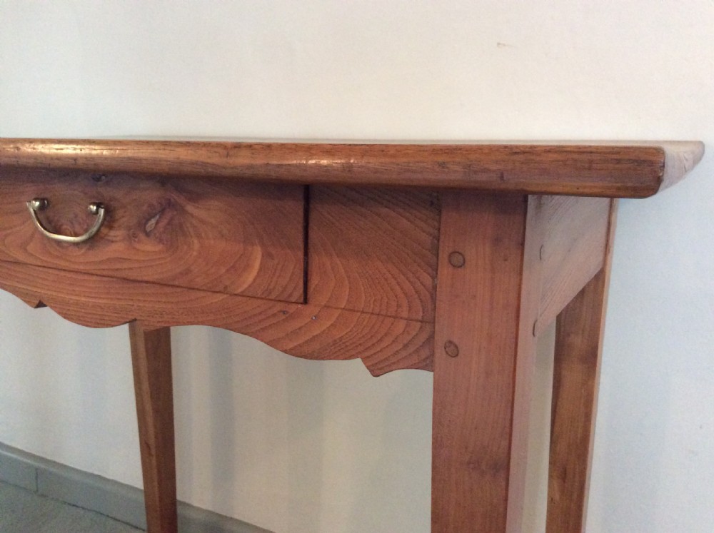 A small 19thC French elm and cherry side table View IV