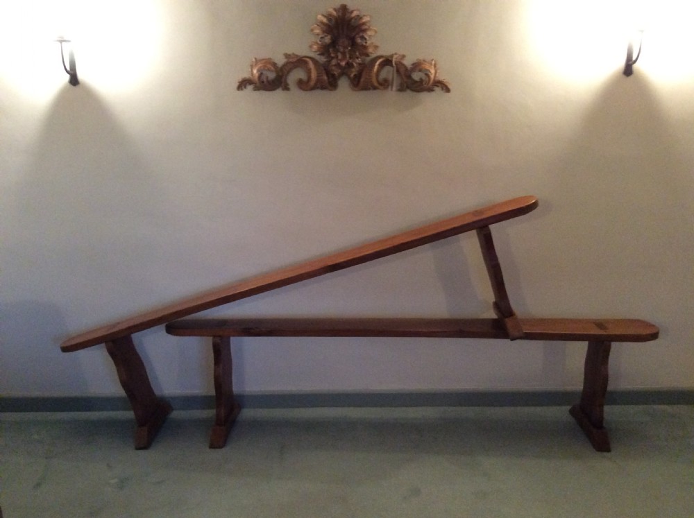 A pair of French cherry benches 201cm long