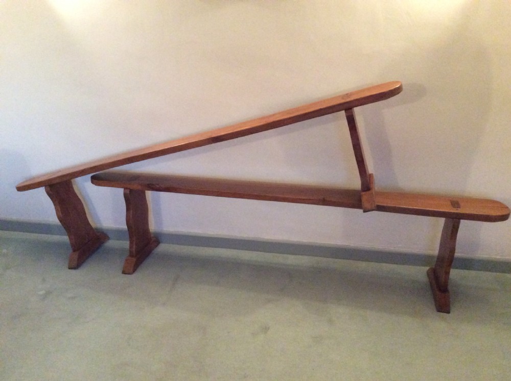 A pair of French cherry benches 201cm long View II