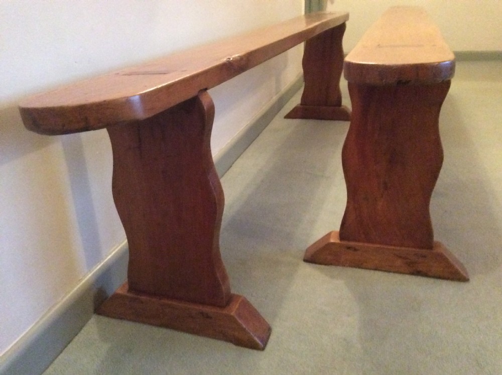 A pair of French cherry benches 201cm long View V