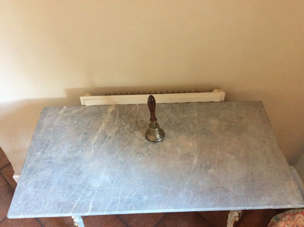 A French cast iron based marble topped conservatory table View VI