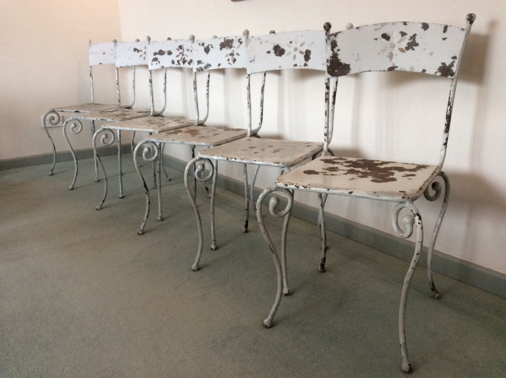 Six French iron garden dining chairs View III