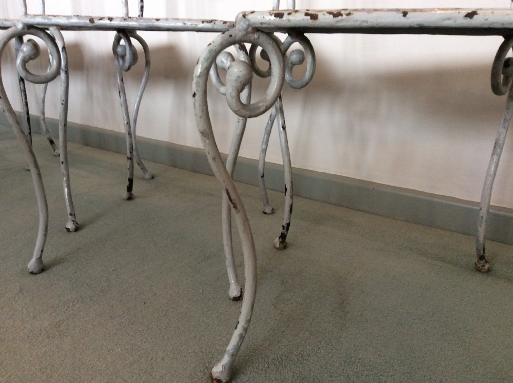 Six French iron garden dining chairs View V