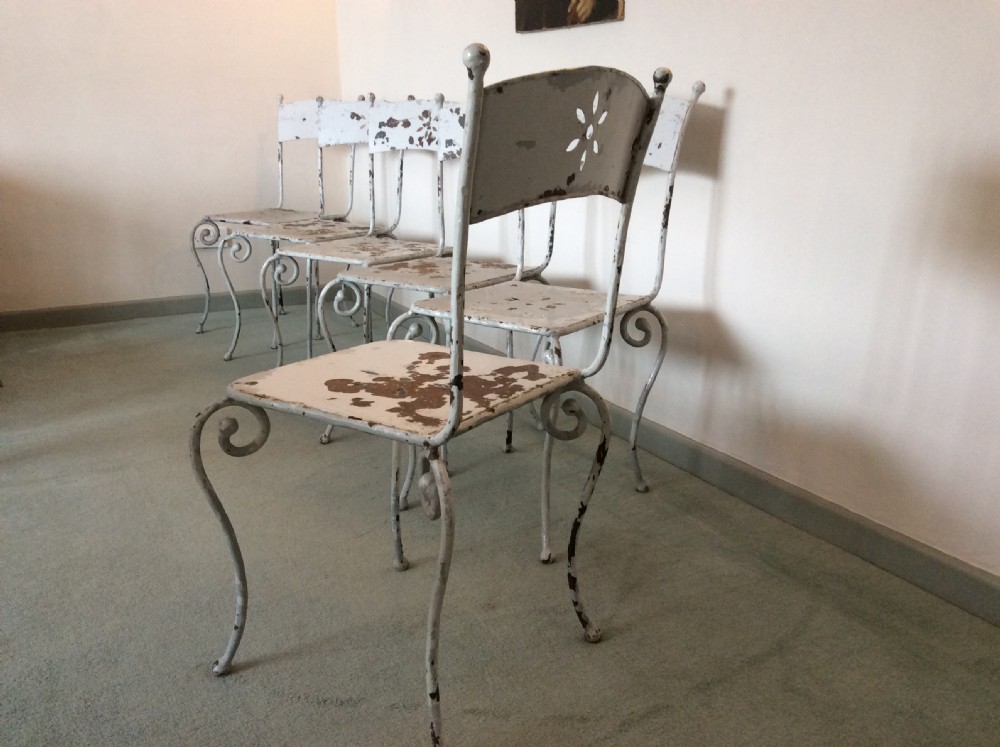 Six French iron garden dining chairs View VIII