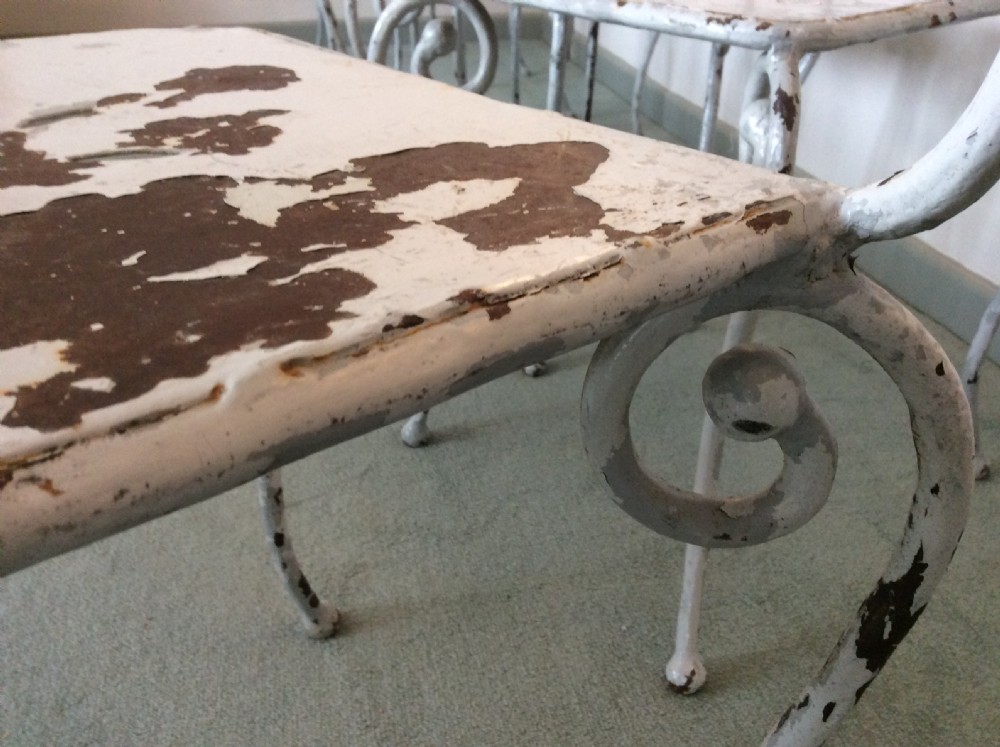 Six French iron garden dining chairs View IX