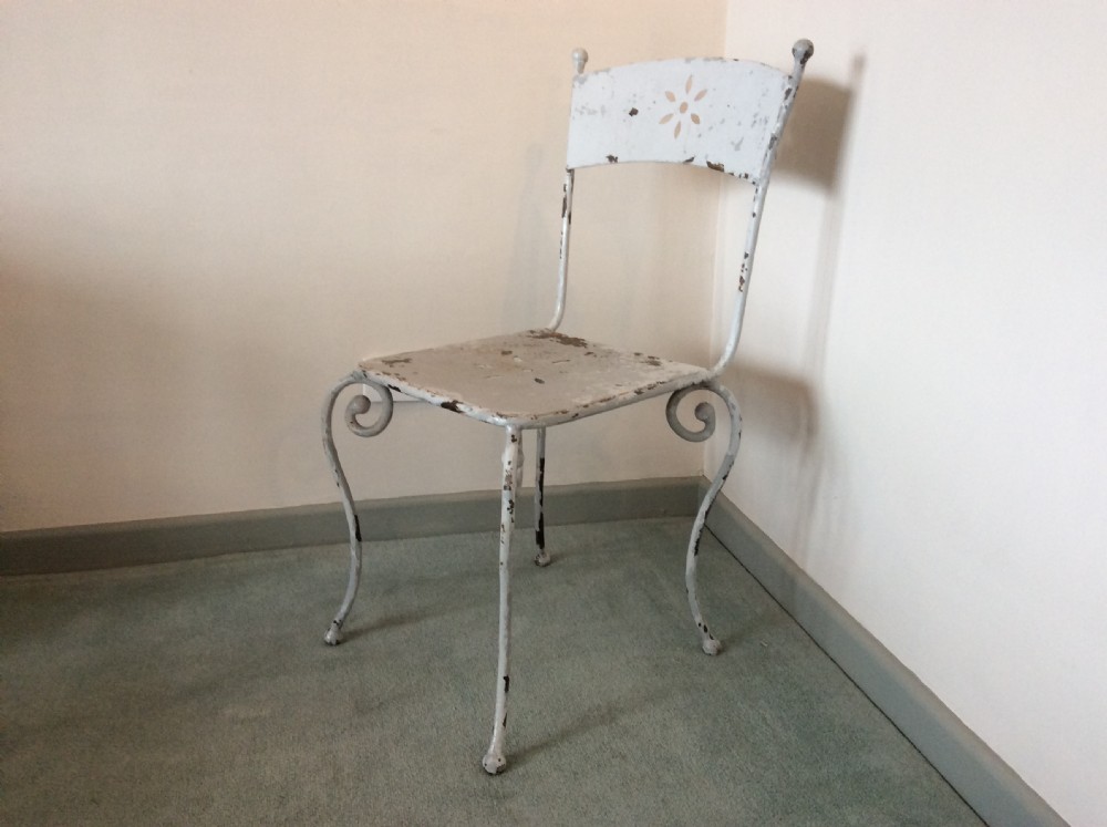 Six French iron garden dining chairs View XI