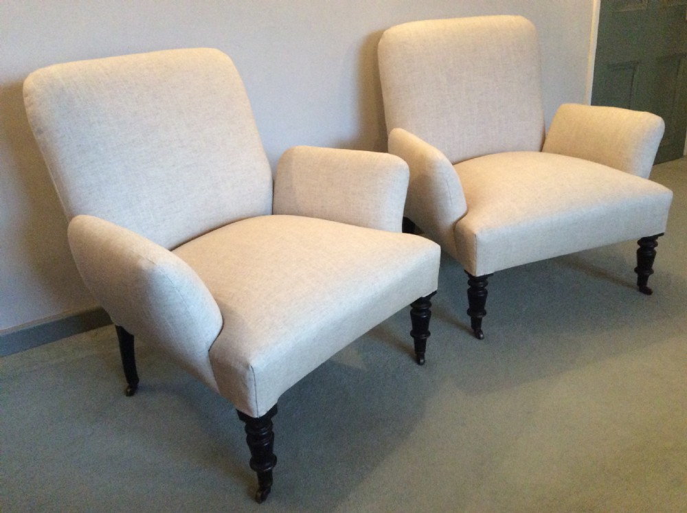 A PAIR of unusual French upholstered armchairs View II