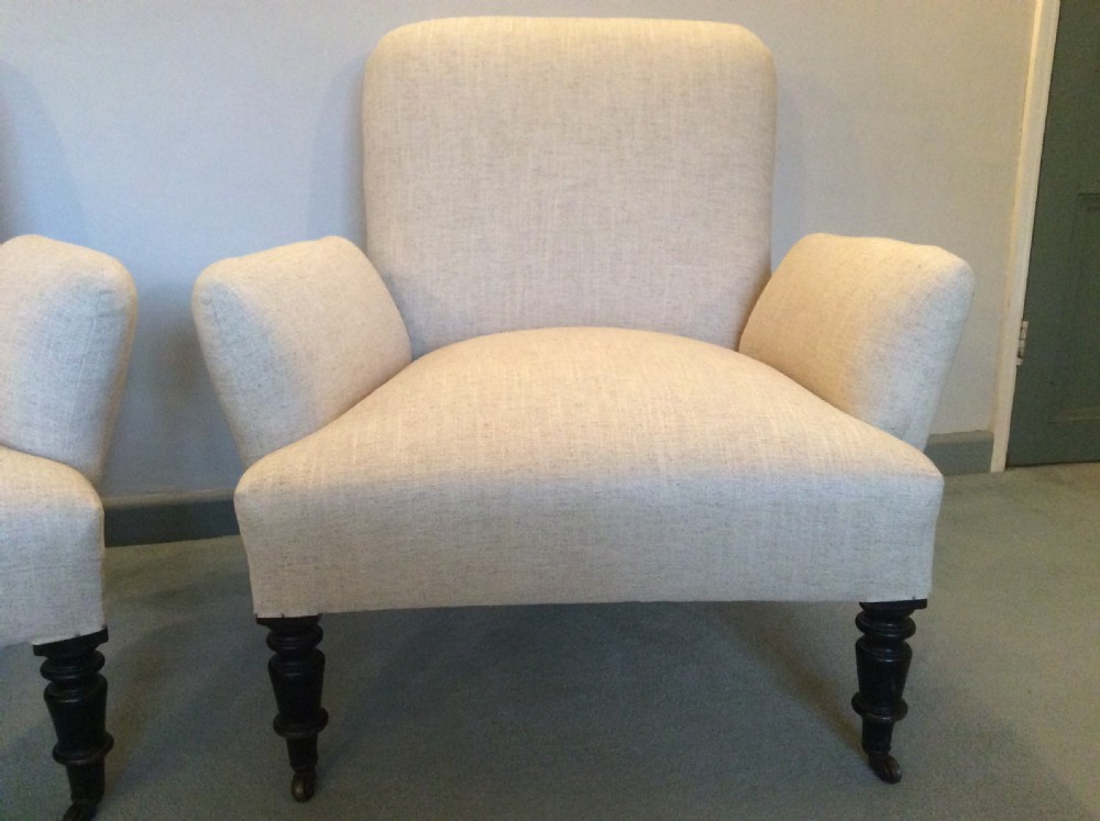 A PAIR of unusual French upholstered armchairs View III