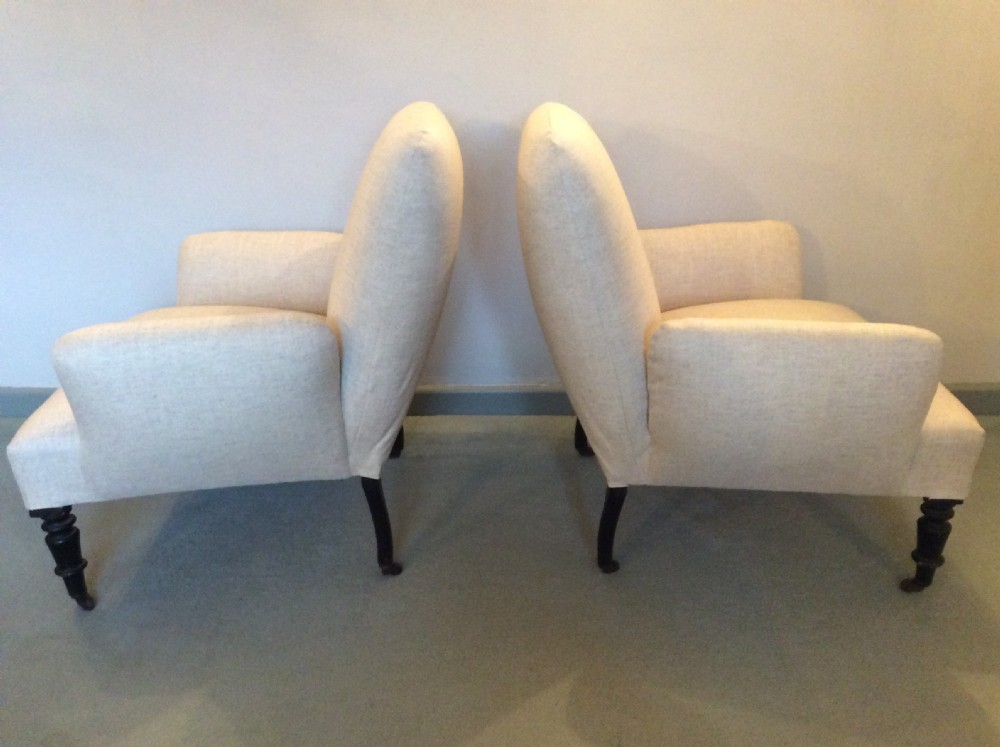 A PAIR of unusual French upholstered armchairs View VI
