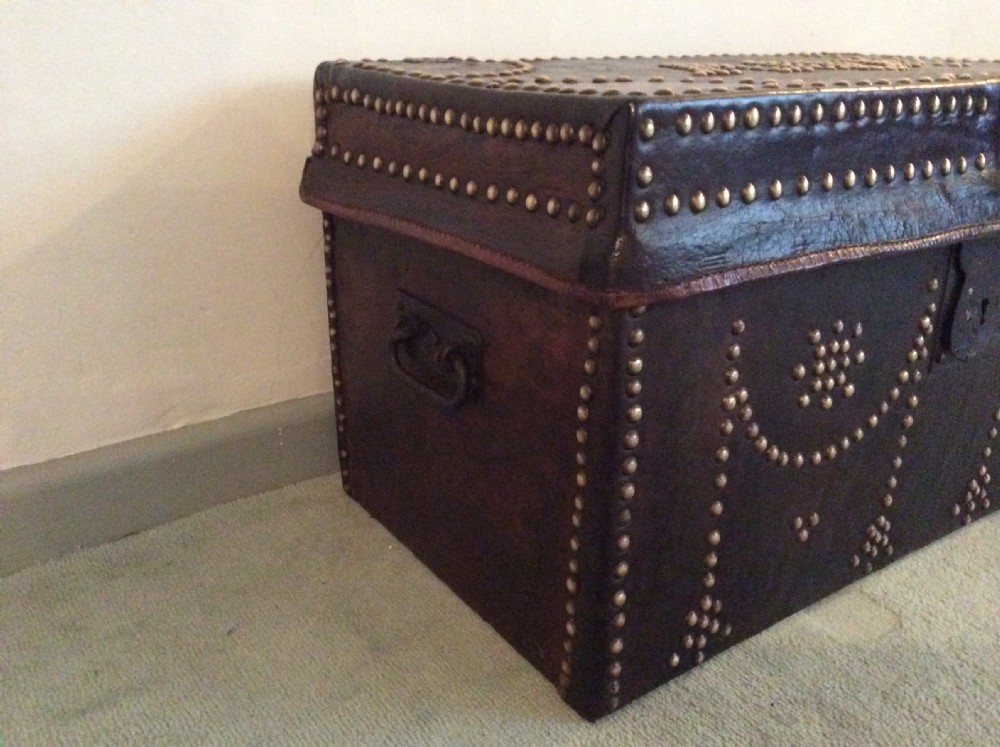 An 18thC leather studded trunk View V