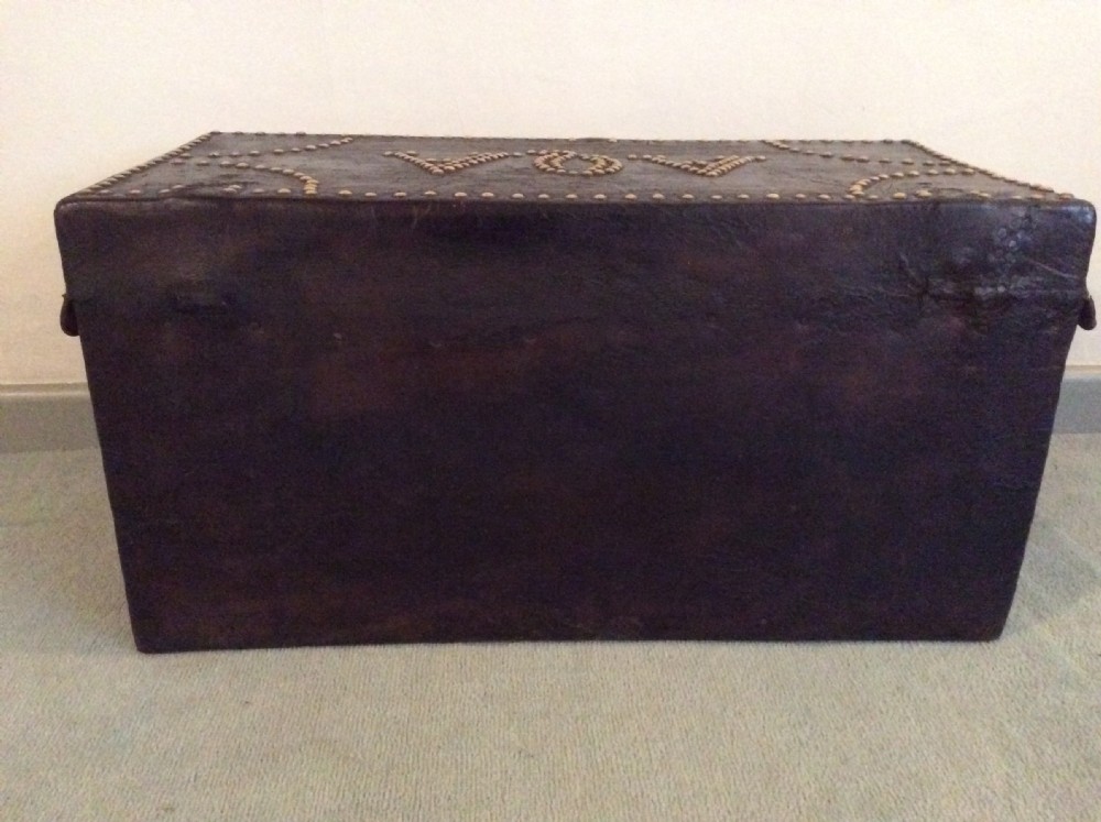 An 18thC leather studded trunk View VIII