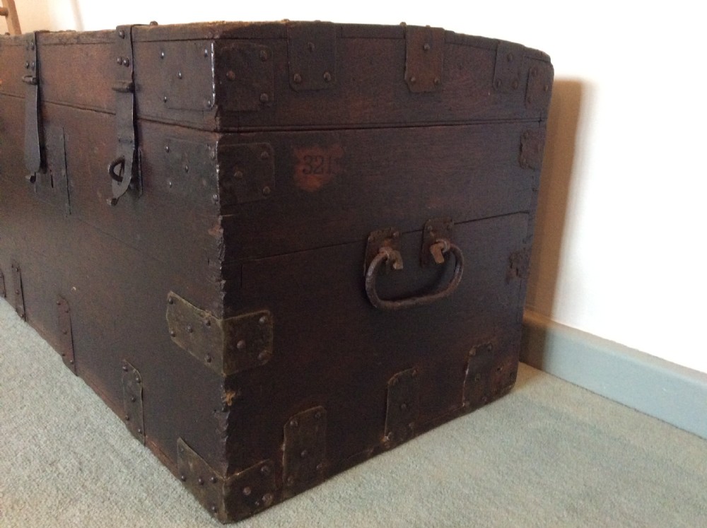 An 18thC oak and iron bound trunk View V