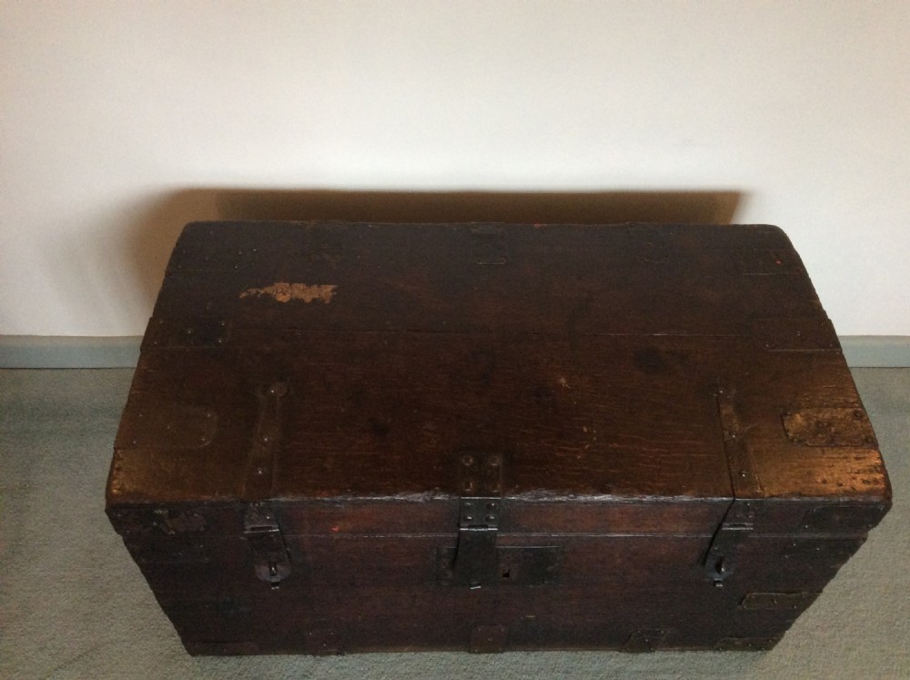 An 18thC oak and iron bound trunk View VI