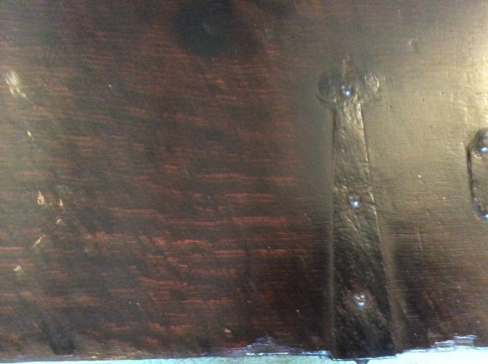 An 18thC oak and iron bound trunk View IX