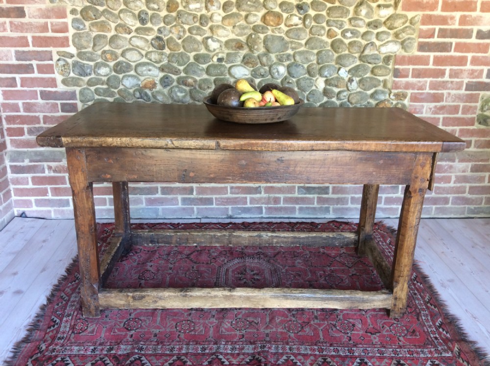 A 17thC French walnut refrectory hall table