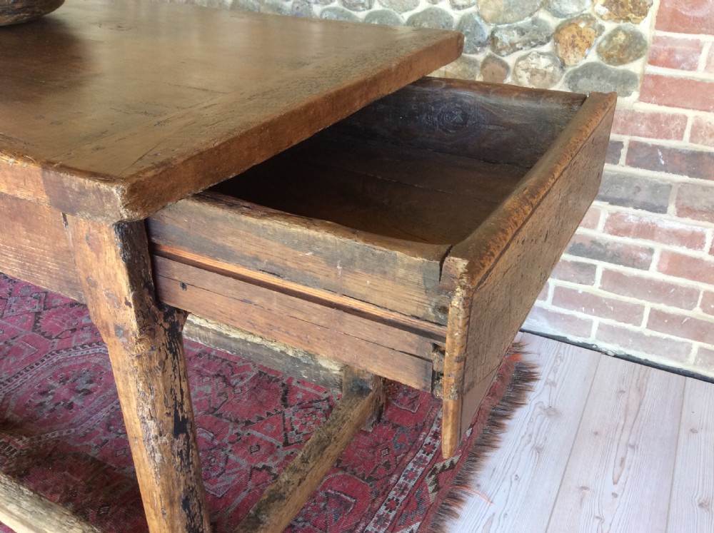 A 17thC French walnut refrectory hall table View IV