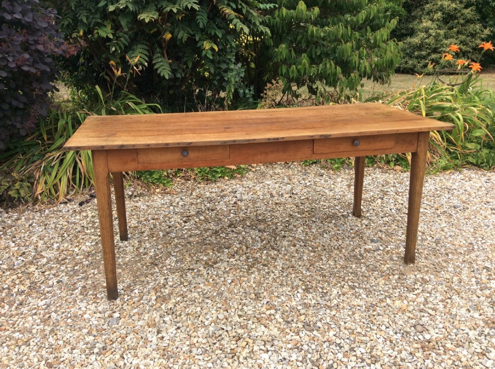 A French two drawer cherry top table View V