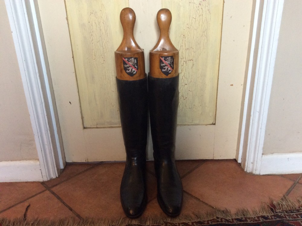 A pair of decorative riding boots