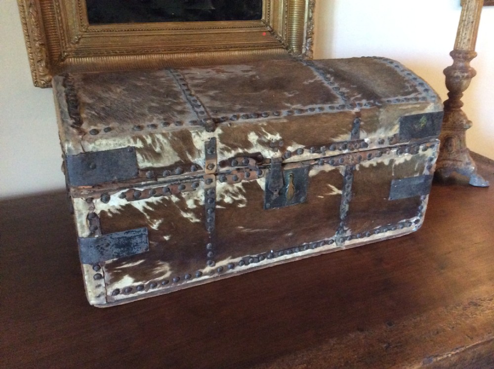 A very original 18thC deer skin trunk View IX