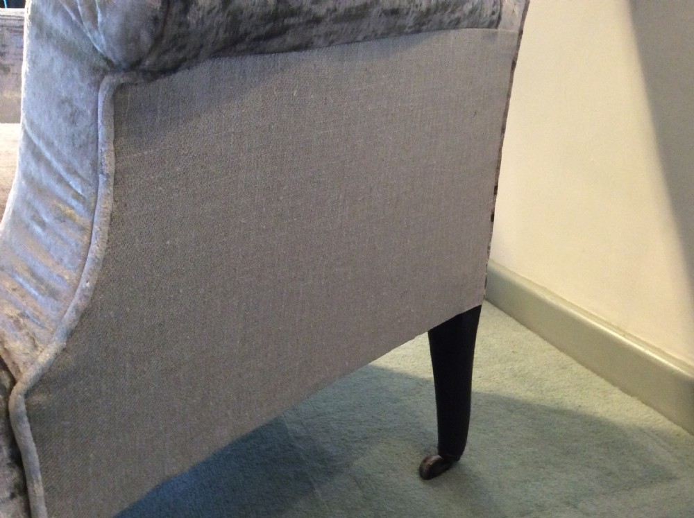 A French velvet and linen covered armchair View IV