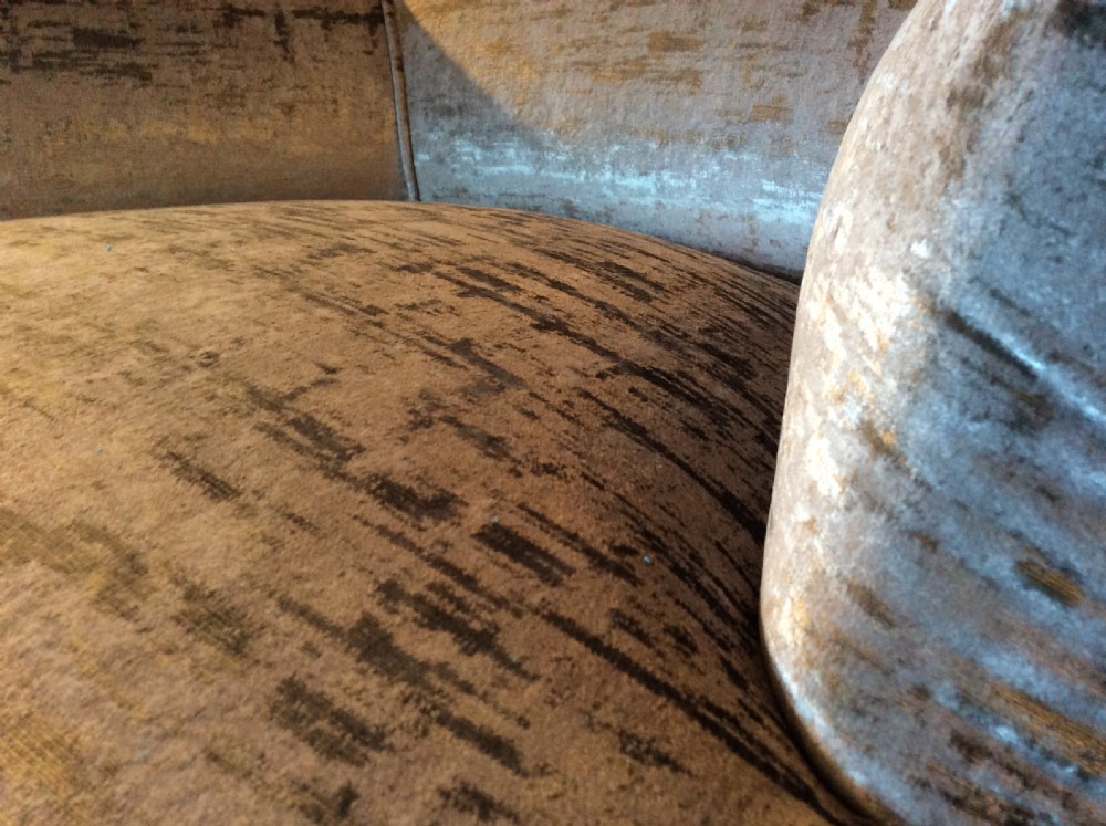 A French velvet and linen covered armchair View V