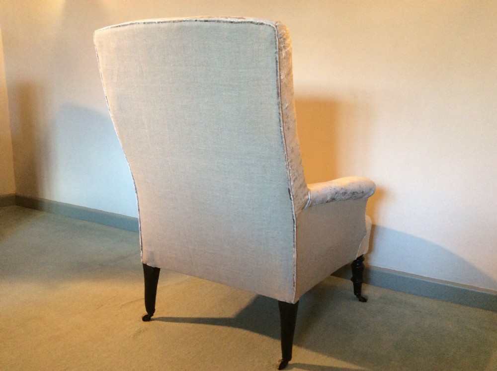 A French velvet and linen covered armchair View VI