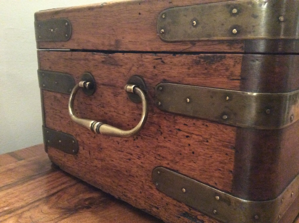 A Colonial camphor wood brass bound strong box View V