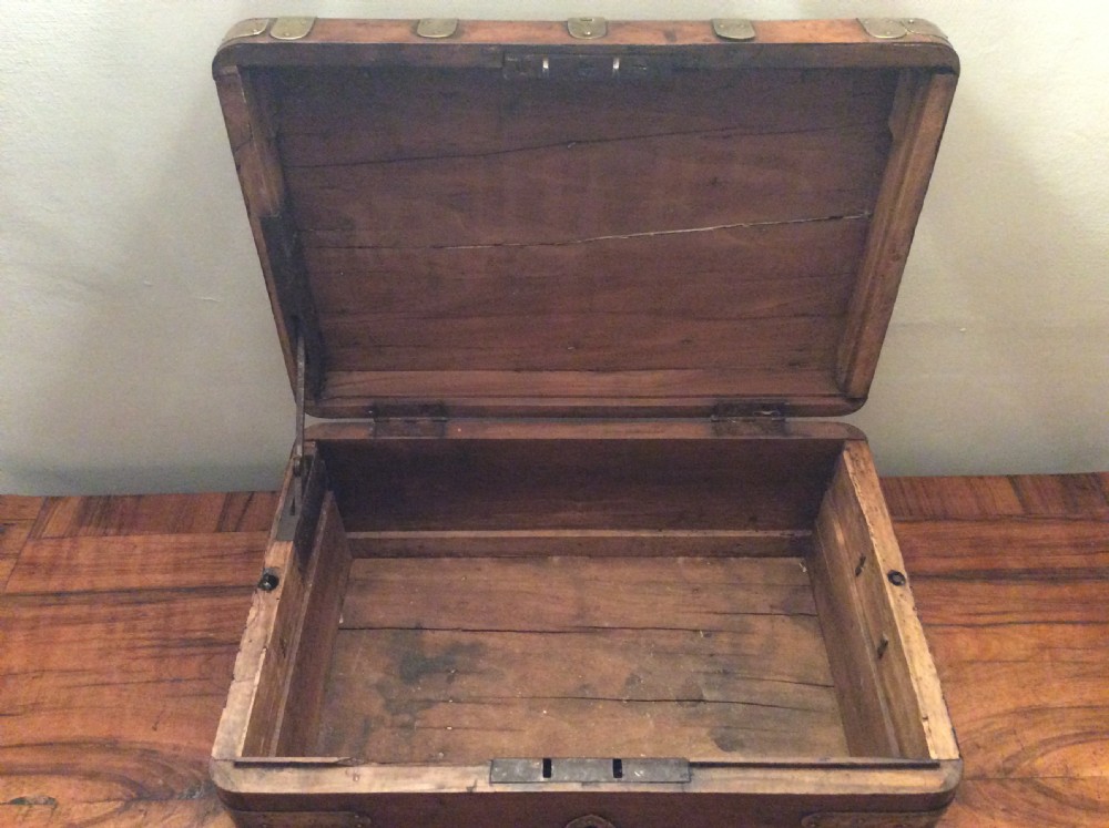 A Colonial camphor wood brass bound strong box View VI