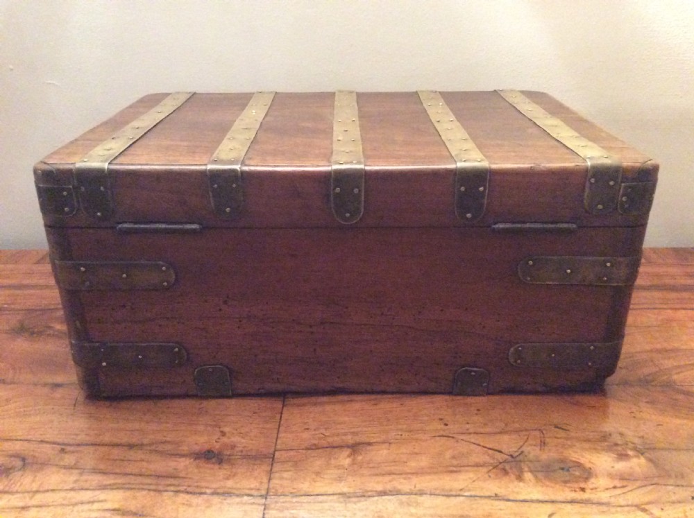 A Colonial camphor wood brass bound strong box View IX