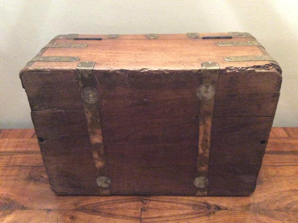 A Colonial camphor wood brass bound strong box View X