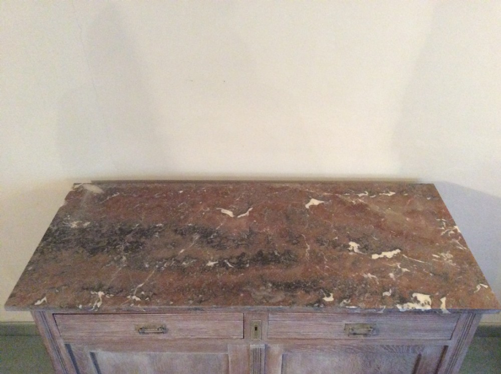 A French limed oak marble top cupboard View III
