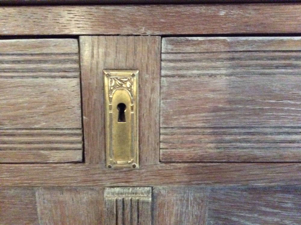 A French limed oak marble top cupboard View V
