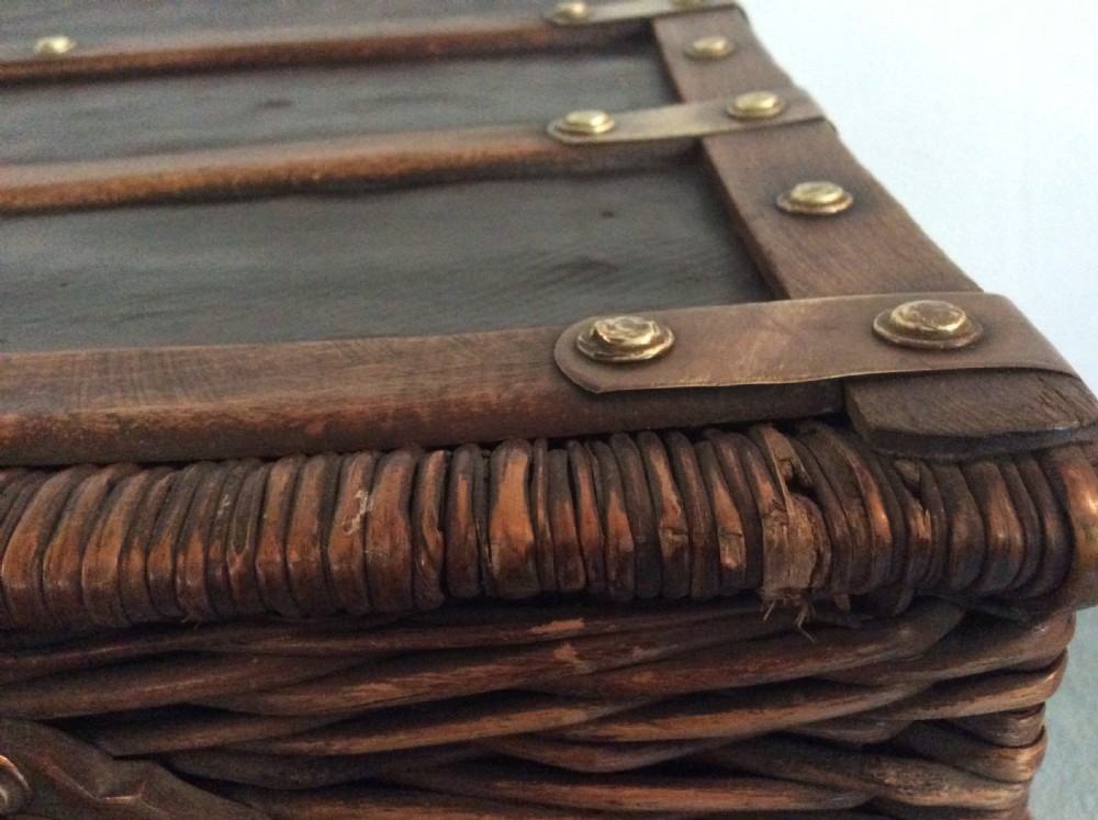 A French wicker and brass laundry basket View VIII