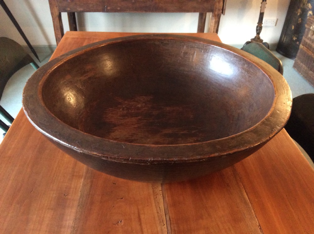 An exceptionally large antique dairy bowl View II
