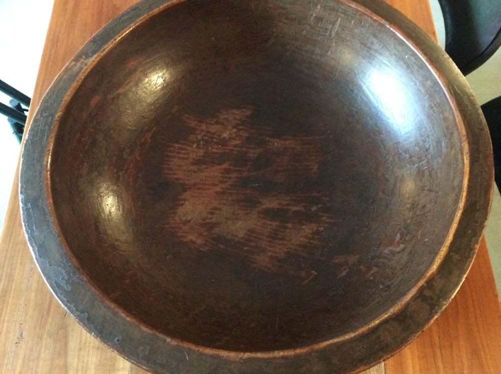 An exceptionally large antique dairy bowl View III