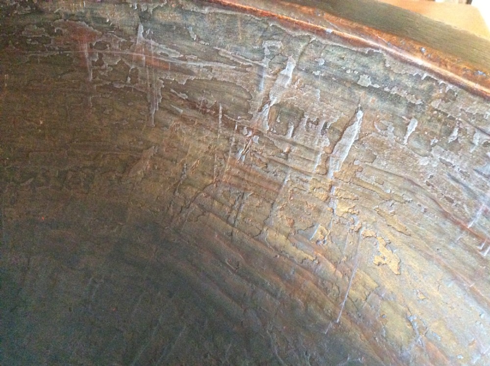 An exceptionally large antique dairy bowl View V
