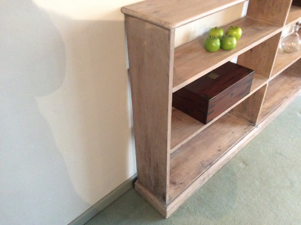 A limed pine double open bookcase View VI