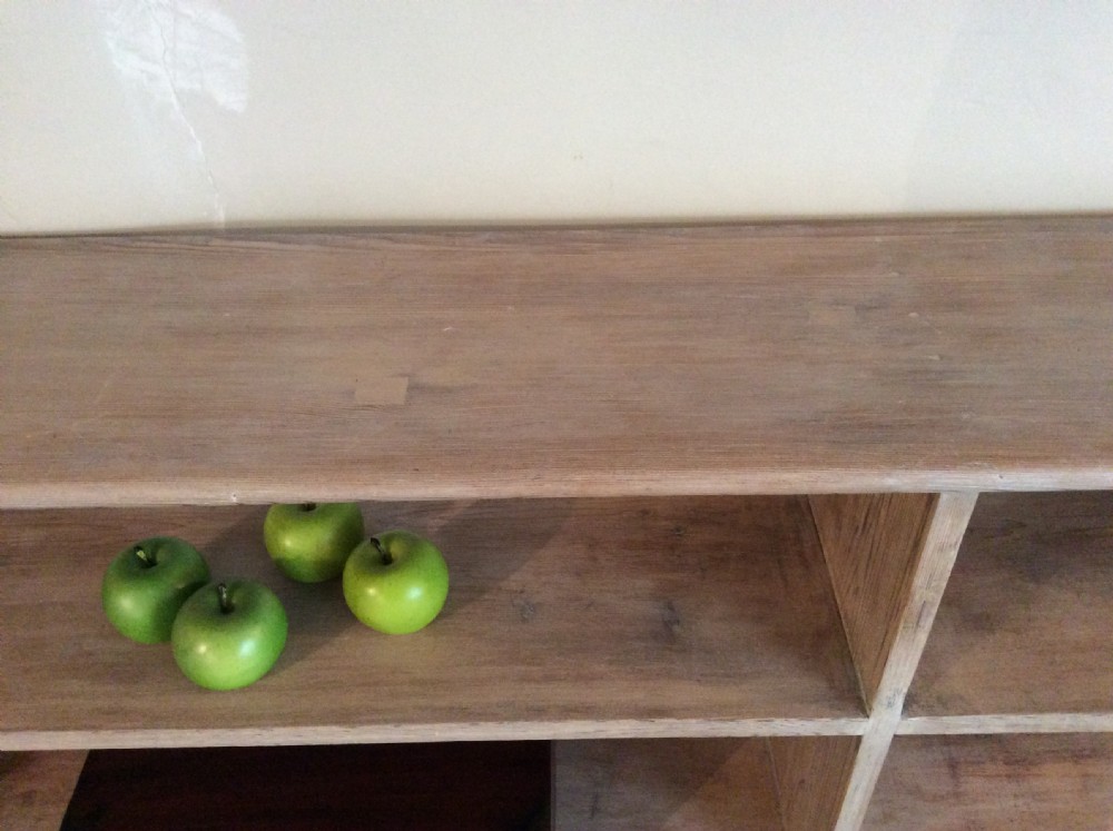 A limed pine double open bookcase View X