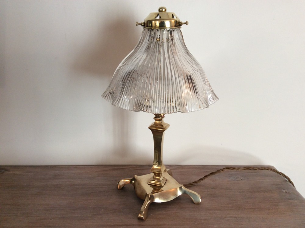 An Edwardian brass table lamp