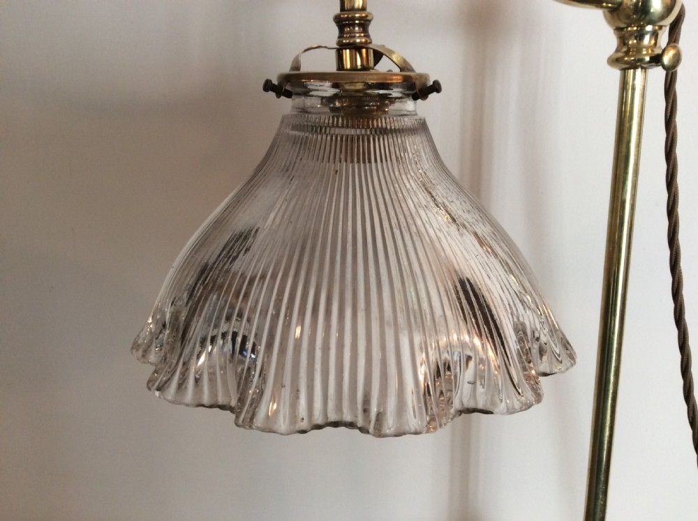 An Edwardian adjustable brass reading lamp View II
