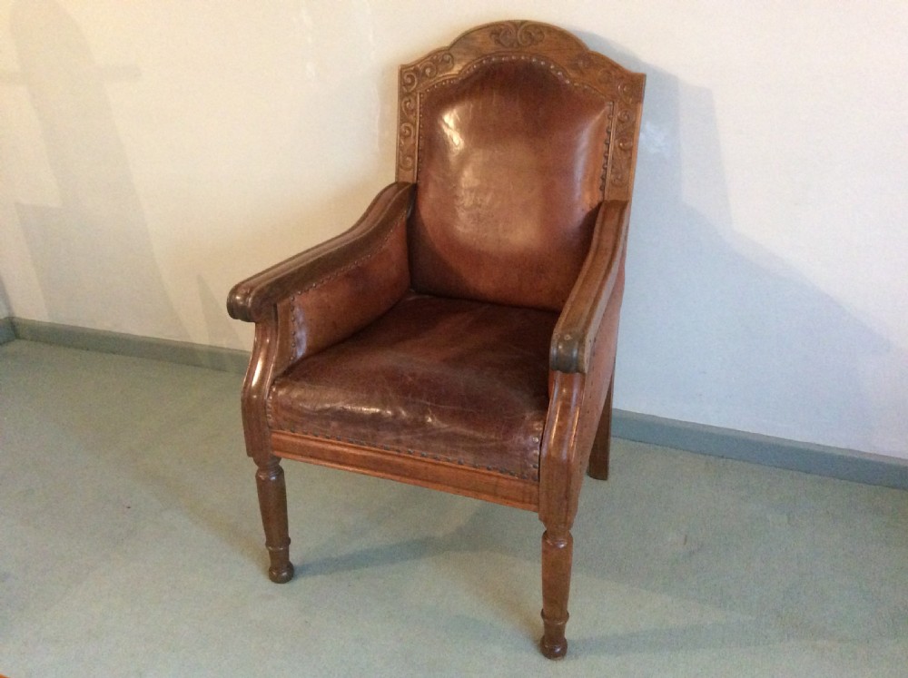 A leather covered throne chair