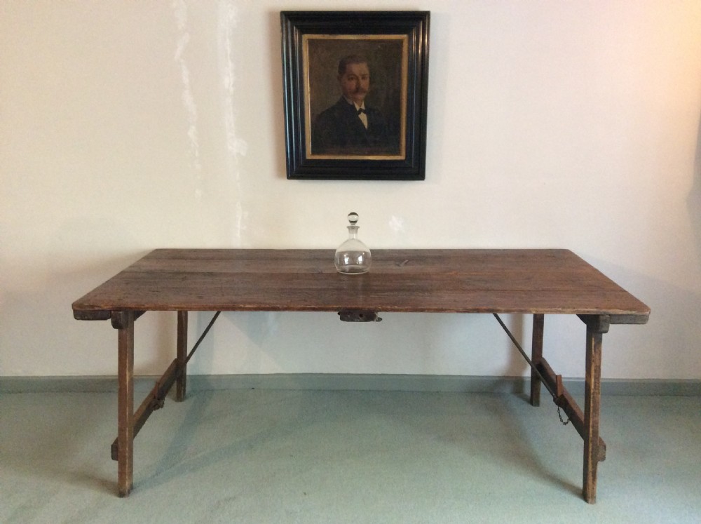 A French folding trestle dining table View II