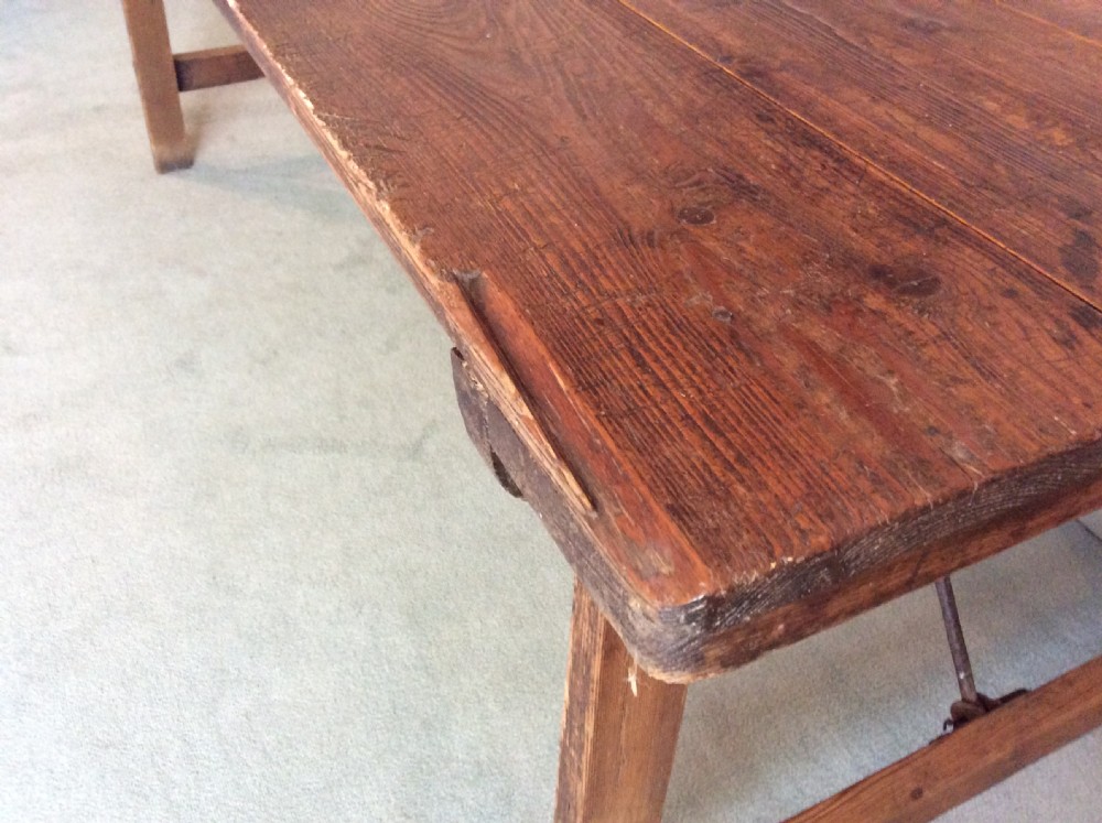 A French folding trestle dining table View VII