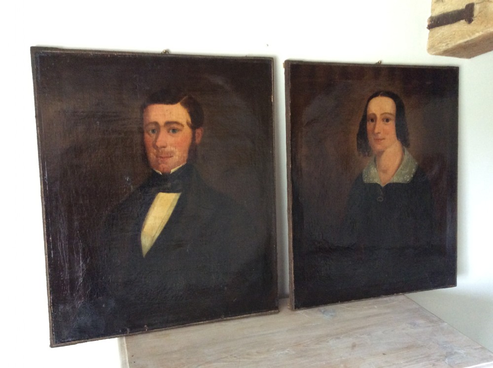 A pair of 19thC portraits