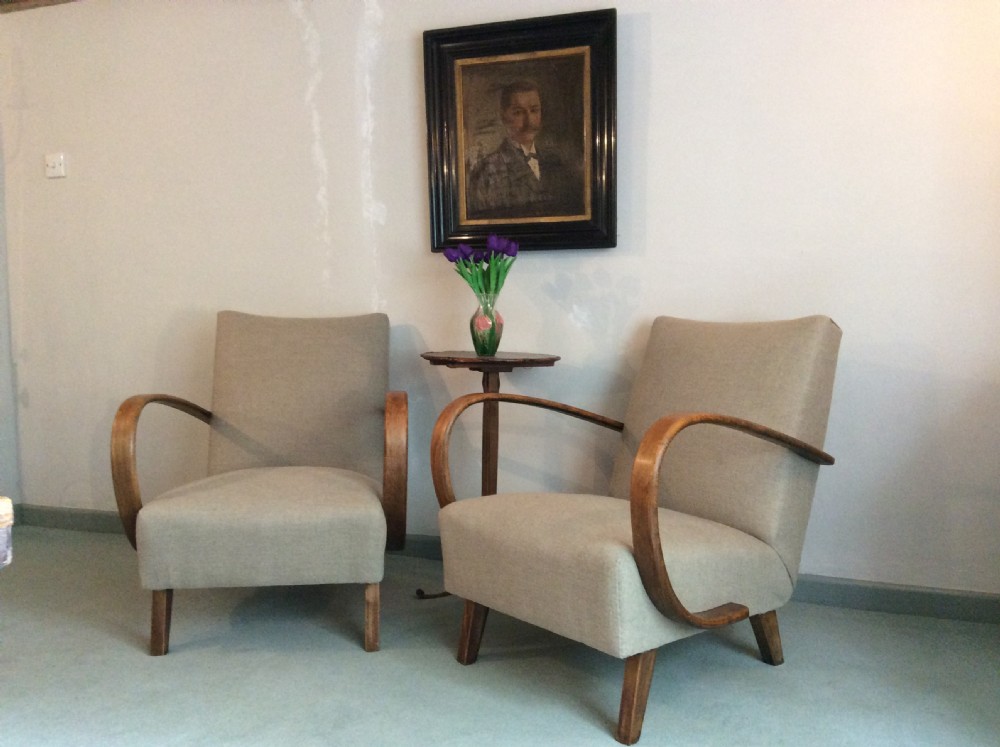A pair of 1930's Halabala armchairs View II