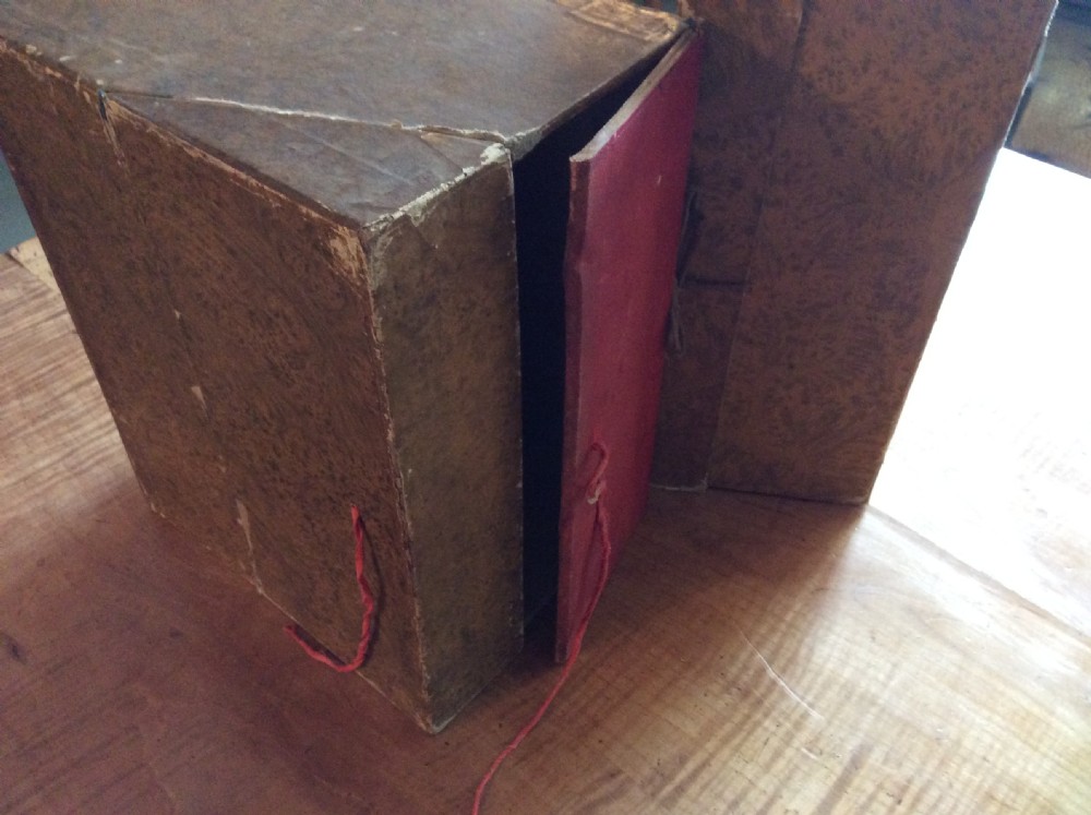 Two 19thC French  leather bound cartonnier book files View III